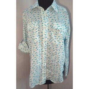 Guy Harvey Vented Fishing Shirt Colorful Swordfish Snap Down Women's size L